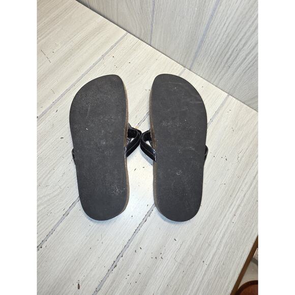 Tory Burch Style MILLER CLOUD Black Patent Leather Cork Thong Sandal Size 6.5 - Picture 5 of 10